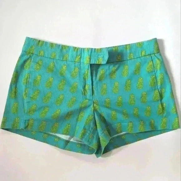 Green J.Crew Factory Pineapple Low Rise Shorts Size 4 - Picture 1 of 3